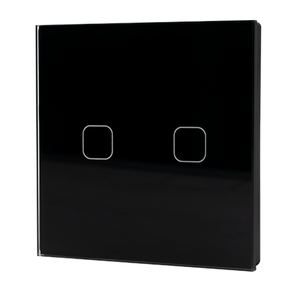BL-37 Elmark Wi-Fi Smart Touch Διακόπτης Διπλός Απλός (2 Gang 1 Way) Μαύρος (195008/BL) - Image 1