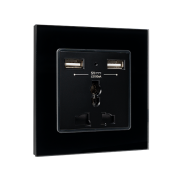 MULTI-FUNCT. SOCKET 16A WITH 2XUSB GLASS FRAME BL