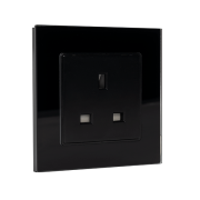 UK TYPE SOCKET 13A GLASS FRAME BLACK