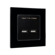 Elmark Πρίζα Διπλή USB Με Γυάλινο Πλαίσιο Μαύρο (195028/BL)
