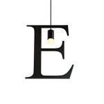 100151-E ALPHABET Μοντέρνο Κρεμαστό Φωτιστικό Οροφής Μονόφωτο 1xE27 Μαύρο Μεταλλικό Φιγούρα E Φ30 x Υ33cm