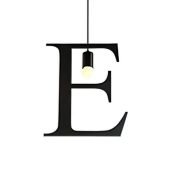 100151-E ALPHABET Μοντέρνο Κρεμαστό Φωτιστικό Οροφής Μονόφωτο 1xE27 Μαύρο Μεταλλικό Φιγούρα E Φ30 x Υ33cm