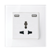 MULTI-FUNCT. SOCKET 16A WITH 2XUSB GLASS FRAME WH
