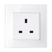UK TYPE SOCKET 13A GLASS FRAME WHITE