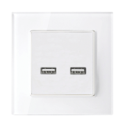 Elmark Πρίζα Διπλή USB Με Γυάλινο Πλαίσιο Λευκό (195028/WH)