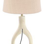 TLI 6336 40BG ΕΠΙΤΡΑΠΕΖΙΑ ΛΑΜΠΑ ΞΥΛΙΝΗ ΛΕΥΚΗ  ΣΤΡΟΓΓΥΛΗ ΨΙΛΗ ΜΕ ΑΜΠΑΖΟΥΡ ΜΠΕΖ 1ΧΕ27