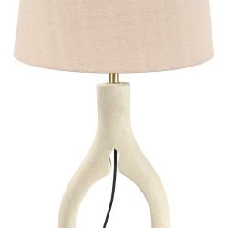 TLI 6336 40BG ΕΠΙΤΡΑΠΕΖΙΑ ΛΑΜΠΑ ΞΥΛΙΝΗ ΛΕΥΚΗ  ΣΤΡΟΓΓΥΛΗ ΨΙΛΗ ΜΕ ΑΜΠΑΖΟΥΡ ΜΠΕΖ 1ΧΕ27