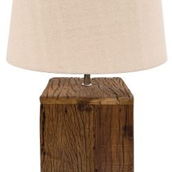 TLI 6346 40BG ΕΠΙΤΡΑΠΕΖΙΑ ΛΑΜΠΑ ΤΕΤΡΑΓΩΝΗ ΑΠΟ ΑΝΑΚΥΚΛΩΜΕΝΟ ΞΥΛΟ ΜΕ ΑΜΠΑΖΟΥΡ ΜΠΕΖ 1ΧΕ27