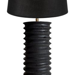 TLI 6332 40BK ΕΠΙΤΡΑΠΕΖΙΑ ΛΑΜΠΑ ΞΥΛΙΝΗ ΜΑΥΡΗ ΜΕ ΡΑΒΔΩΣΕΙΣ & ΑΜΠΑΖΟΥΡ ΜΑΥΡΟ 1ΧΕ27