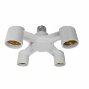 Πλαστικός Αντάπτορας απο 1xE27 Ντουί σε 4xE27 Ντουί Λευκό jpg