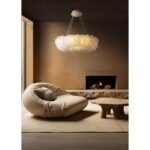 100069 ROMA Κρεμαστό Φωτιστικό Οροφής Πολύφωτο 6xE27 Μεταλλικό με Πούπουλα Λευκό Φ50 x Υ120cm - Image 2