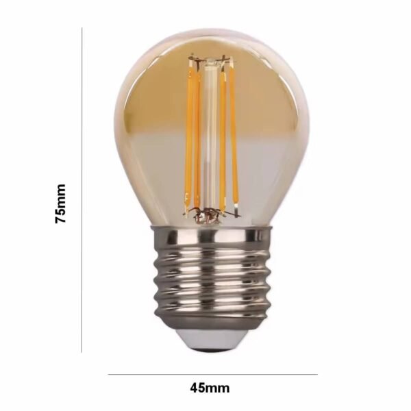 100172 Filament G45 Γλομπάκι LED Ε27 2 Watt Amber Γυαλί - Image 2