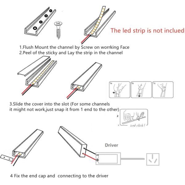 100959 Προφίλ Αλουμινίου με Λευκό Γαλακτερό Κάλυμμα - Επιφανειακή Χρήση - Πατητό Κάλυμμα - Ασημί - 1 Μέτρο - Μ100 x Π1.24 x Υ0.7cm (Σετ κλιπ+ταπες) - Image 3