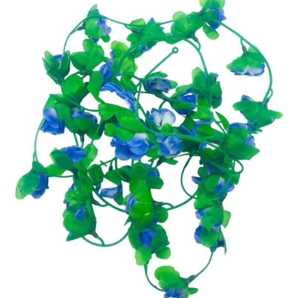 225cm Γιρλάντα Τεχνητό Φυτό με 40τμχ Τριαντάφυλλα (Μικρά) Γαλάζιο - Image 2