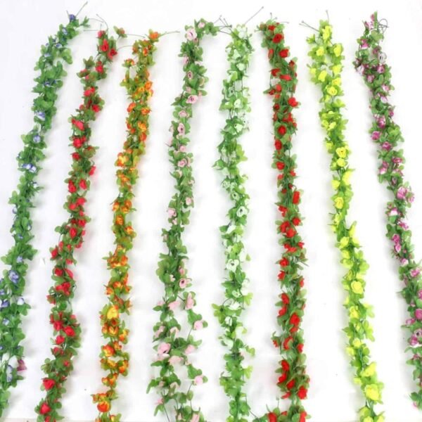 225cm Γιρλάντα Τεχνητό Φυτό με 40τμχ Τριαντάφυλλα (Μικρά) Γαλάζιο - Image 4