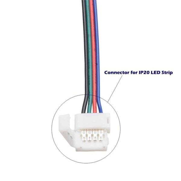 100061 Ταχυσύνδεσμος Τροφοδοσίας  - Strip To Power Connector 4 PIN Male για Ένωση 1 x RGB Ταινία LED Πλάτους 10mm - Image 3