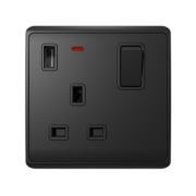 LONDON SINGLE SOCKET 1P BUTTON SWITCH NEON+USB AN