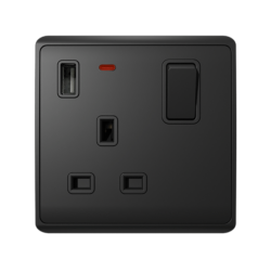 LONDON SINGLE SOCKET 1P BUTTON SWITCH NEON+USB AN