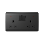 LONDON DOUBLE SOCKET WITH 2P BUTTON SWITCH NEON AN