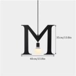100151-M ALPHABET Μοντέρνο Κρεμαστό Φωτιστικό Οροφής Μονόφωτο 1xE27 Μαύρο Μεταλλικό Φιγούρα M Φ40 x Υ35cm - Image 2