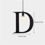 100151-D ALPHABET Μοντέρνο Κρεμαστό Φωτιστικό Οροφής Μονόφωτο 1xE27 Μαύρο Μεταλλικό Φιγούρα D Φ33 x Υ38cm - Image 2