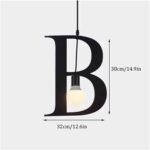 100151-B ALPHABET Μοντέρνο Κρεμαστό Φωτιστικό Οροφής Μονόφωτο 1xE27 Μαύρο Μεταλλικό Φιγούρα B Φ32 x Υ38cm - Image 2