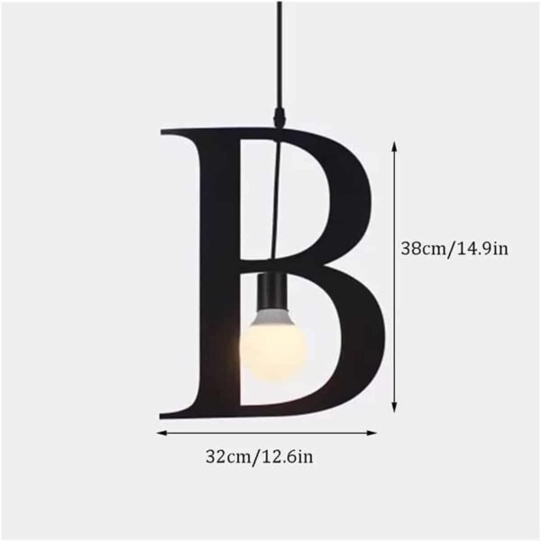 100151-B ALPHABET Μοντέρνο Κρεμαστό Φωτιστικό Οροφής Μονόφωτο 1xE27 Μαύρο Μεταλλικό Φιγούρα B Φ32 x Υ38cm - Image 2