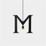 100151-M ALPHABET Μοντέρνο Κρεμαστό Φωτιστικό Οροφής Μονόφωτο 1xE27 Μαύρο Μεταλλικό Φιγούρα M Φ40 x Υ35cm