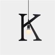 100151-K ALPHABET Μοντέρνο Κρεμαστό Φωτιστικό Οροφής Μονόφωτο 1xE27 Μαύρο Μεταλλικό Φιγούρα K Φ36 x Υ38cm