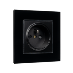 FRENCH TYPE SOCKET 16A GLASS FRAME BLACK+C. BOX