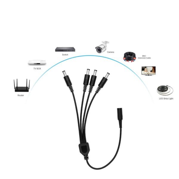 DC Καλώδιο Διακλάδωσης 1 Θηλυκό σε 4 Αρσενικά για Τροφοδοσία Κάμερας, LED Ταινίας, Routers – 12V/24V, 45cm - Image 2