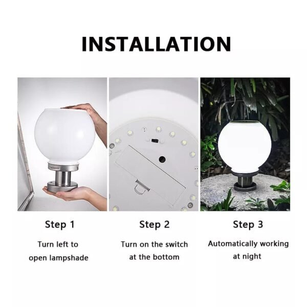 LED Αδιάβροχη Ηλιακή Μπάλα Κήπου D25 - Image 3