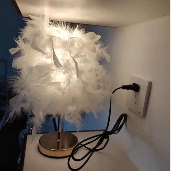 101433 Roma-Β Mini Feather Επιτραπέζιο Φωτιστικό με πούπουλο 1ΧΕ27 D23 Ροζ - Image 4