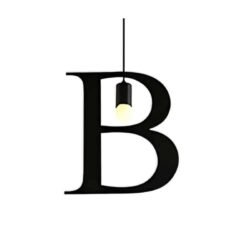 100151-B ALPHABET Μοντέρνο Κρεμαστό Φωτιστικό Οροφής Μονόφωτο 1xE27 Μαύρο Μεταλλικό Φιγούρα B Φ32 x Υ38cm