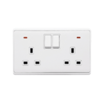 LONDON DOUBLE SOCKET WITH 1P BUTTON SWITCH NEON WH