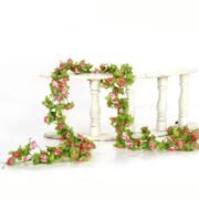 225cm Γιρλάντα Τεχνητό Φυτό με 40τμχ Τριαντάφυλλα (Μικρά) Ροζ