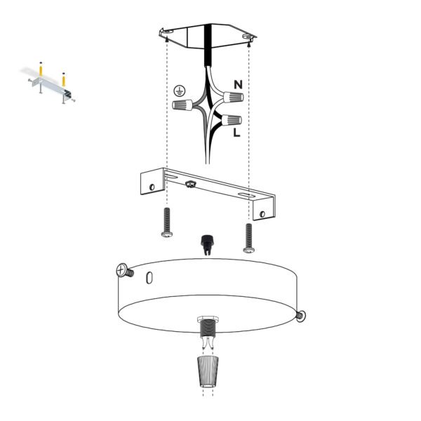 101283 Επιτοίχια Στρογγυλή Ροζέτα – Βάση για 1 Κρεμαστό Φωτιστικό – Φ10 x Υ2cm Χρυσό - Image 2