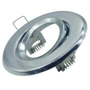 100040 Χωνευτή Κινούμενη Βάση Σποτ Οροφής για Λάμπα MR16/GU10 - Μεταλλική - Φ87 x Υ25mm Διάμετρος Κοπης Φ60mm - Χρώμιο