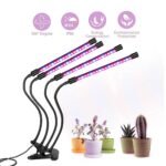 100497 Grow Light LED Ανάπτυξης Φυτών Γλάστρας με 4 Κινούμενες Κεφαλές & Βάση Μανταλάκι - Image 3