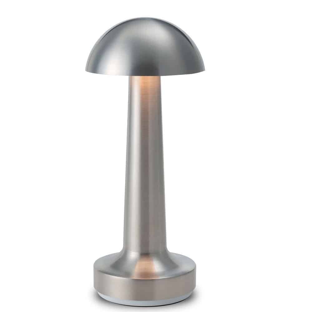 Mushroom-LED-Επιτραπέζιο-Φωτιστικό-Μπαταρίας-4 Mushroom LED Επιτραπέζιο Φωτιστικό Μπαταρίας Ασημί - Image 1