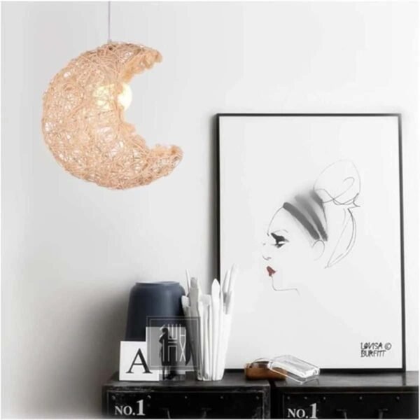 L7RT0019 Rattan Κρεμαστό Φωτιστικό Moon 1XE27 - Image 2