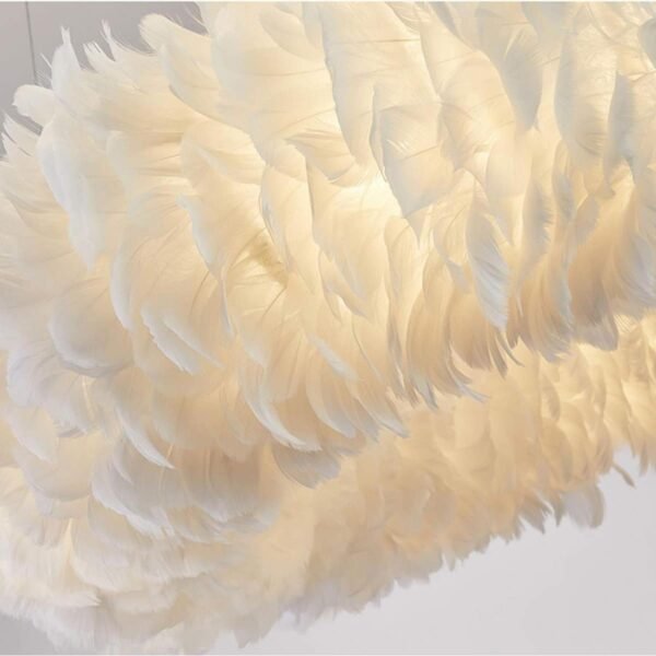 100069 ROMA Κρεμαστό Φωτιστικό Οροφής Πολύφωτο 6xE27 Μεταλλικό με Πούπουλα Λευκό Φ50 x Υ120cm - Image 4