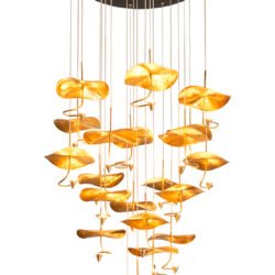 PDC 1290-18 ΠΟΛΥΦΩΤΟ ΜΠΡΟΥΤΖΙΝΟ LED ME ΦΥΛΛΑ ΝΟΥΦΑΡΑ ΧΡΥΣΑ