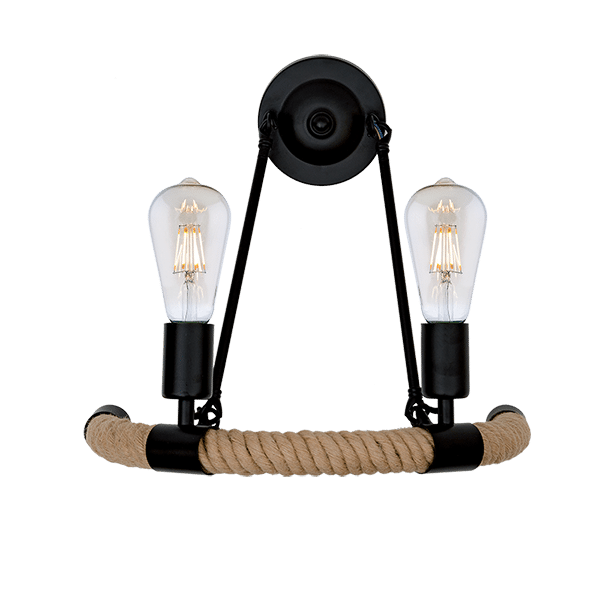 955ROPE2W-3 ROPE ΑΠΛΙΚΑ 2XE27 ΜΑΥΡΟ - Image 1