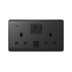 LONDON 2P DOUBLE SOCKET 2P SWITCH NEON+USB AN