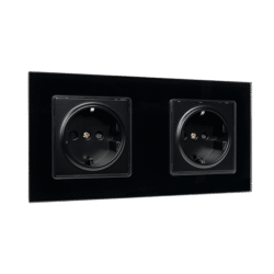 GERMAN TYPE DOUBLE SOCKET 16A GLASS FRAME BLACK