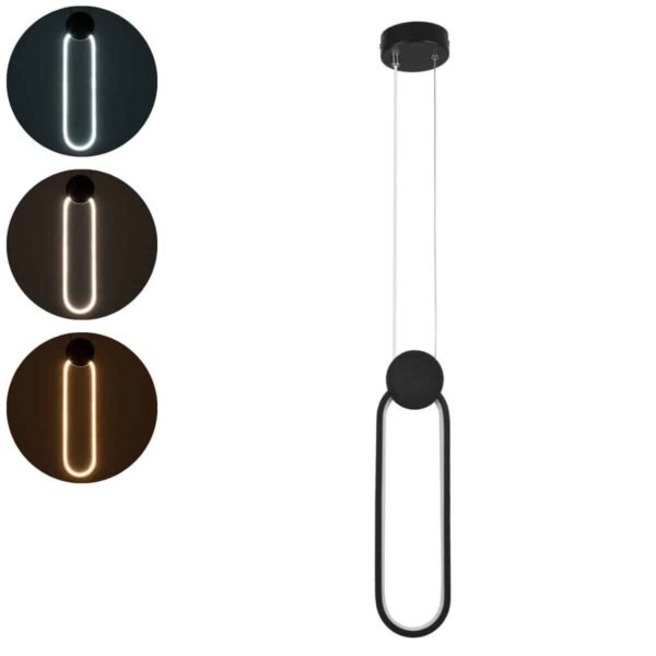 LG-6438-Oval Μεταλλικό Κρεμαστό Φωτιστικό 12Watt CCT - Εναλλαγή Φωτισμού μέσω Διακόπτη On/Off All In One - Image 3