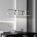 LG-6665 Ring Μεταλλικό Κρεμαστό Φωτιστικό 70Watt L120*W22*H100CM Μαύρο Dimmable CCT με χειριστήριο - Image 3