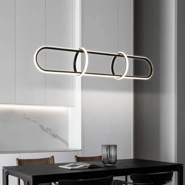 LG-6665 Ring Μεταλλικό Κρεμαστό Φωτιστικό 70Watt L120*W22*H100CM Μαύρο Dimmable CCT με χειριστήριο - Image 3