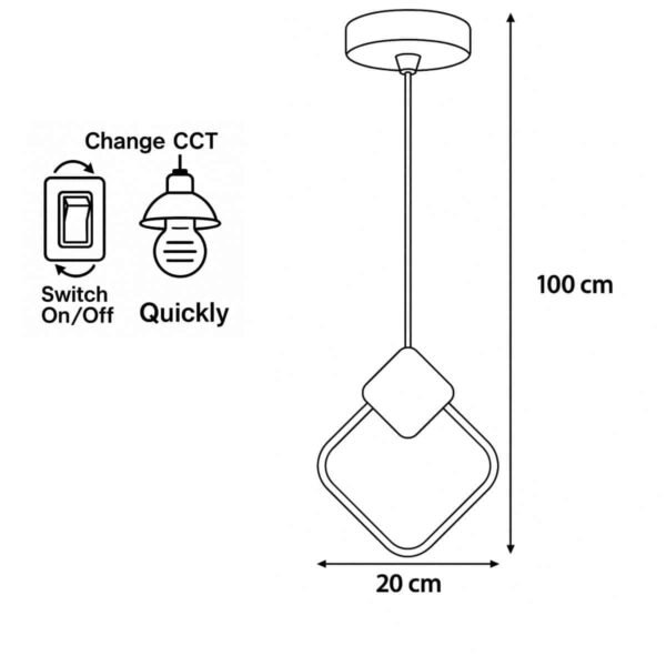 LG-6438 Μεταλλικό Κρεμαστό Φωτιστικό 12Watt CCT - Εναλλαγή Φωτισμού μέσω Διακόπτη On/Off All In One - Image 3